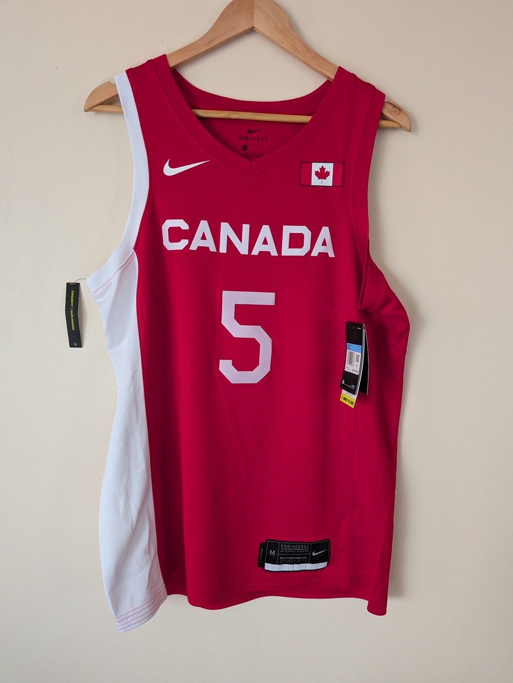 NWT Nike Red RJ Barrett #5 Canada Basketball Jersey